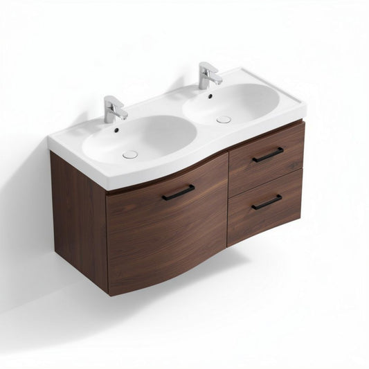 Umywalka podwójna z szafką do łazienki z płyty MDF - 100 x 45 x 50cm