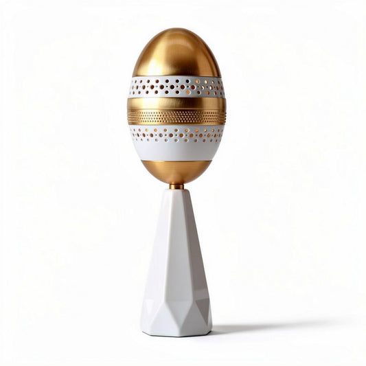 Lampa stołowa z metalowym kloszem i ceramiczną podstawą - 20 x 20 x 45cm